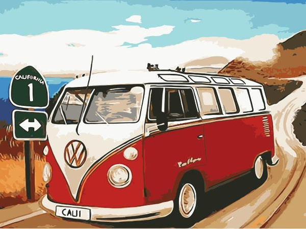 Colorear Por N meros Caravana Hippie