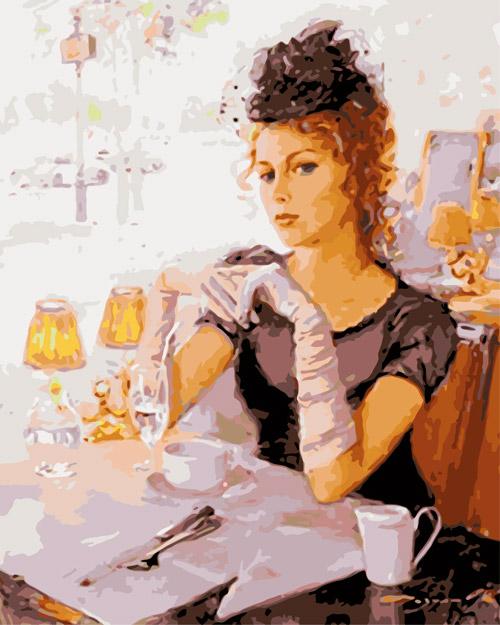 cuadros konstantin Razumov mujer en cafe cuadro pintar famoso