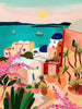 Colorear Por Números - Paisaje abstracto de santorini en un día soleado